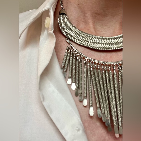 Handmade Fringed Bib Necklace - Picture 2 of 3